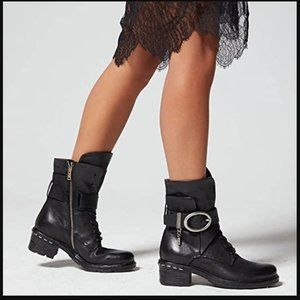 A.S. 98 Newhall Black Leather Lace Combat Boot